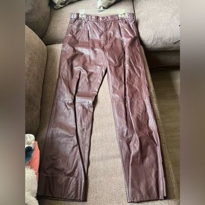 Men’s Burgundy Leather Pants